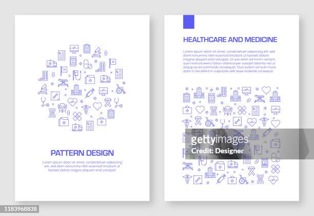 satz von gesundheits-und medizinische ikonen vektor muster design für broschüre, jahresbericht, buch-cover. - zwischenbericht stock-grafiken, -clipart, -cartoons und -symbole