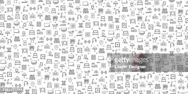 set of hotel facitilies icons vector pattern design - health retreat banner stock illustrations