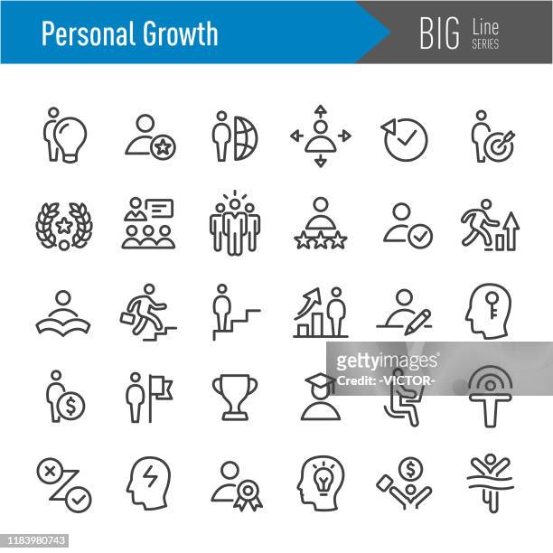 personal growth icons - big line series - learning objectives icon stock illustrations