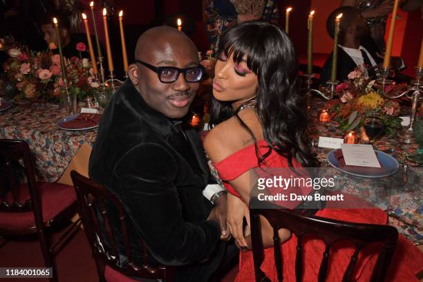 Edward Enninful and Jourdan Dunn attend the gala dinner in honour of Edward Enninful, winner of the Global VOICES Award 2019, during #BoFVOICES on...