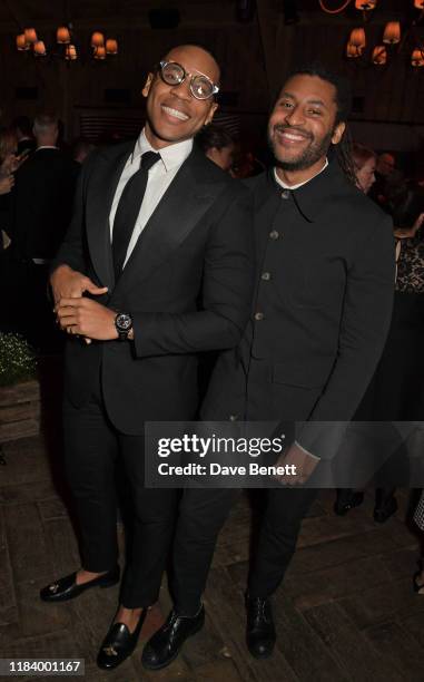 Reggie Yates and Cobbie Yates attend the gala dinner in honour of Edward Enninful, winner of the Global VOICES Award 2019, during #BoFVOICES on...