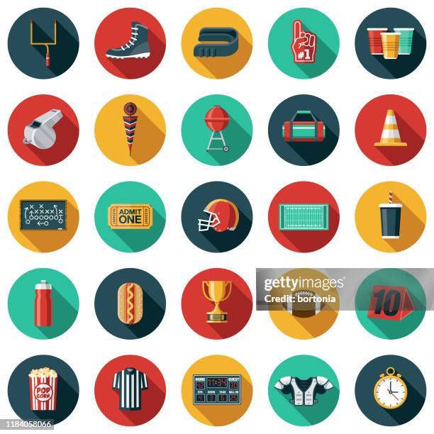 stockillustraties, clipart, cartoons en iconen met amerikaanse voetbal icon set - fluit sportartikelen