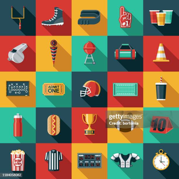 american football icon set - whistle blackboard stock illustrations