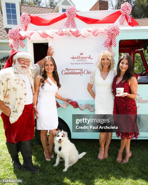 Santa Claus, Danica McKellar, Debbie Matenopoulos and Larissa Wohl on the set of Hallmark Channel's "Home & Family" at Universal Studios Hollywood on...