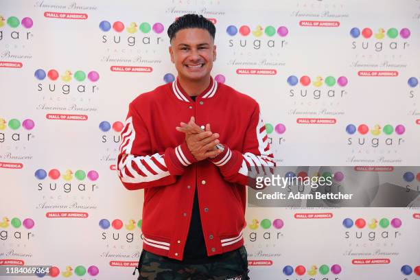 Jersey Shore star and DJ, Pauly D poses for the cameras at the grand opening of the Sugar Factory at Mall of America on November 22, 2019 in...