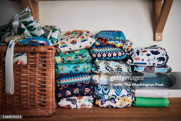 Louise Purup Nøhr uses cloth diapers in an effort to be more green, at her home in Copenhagen.