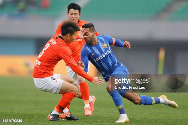 Alex Teixeira of Jiangsu Suningi in action during the 2019 China Super League between Beijing Renhe and Jiangsu Sunning at Beijing Fengtai Stadium on...