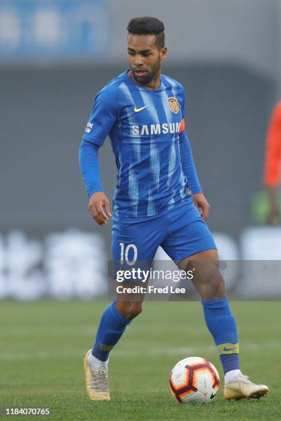 Alex Teixeira of Jiangsu Suningi in action during the 2019 China Super League between Beijing Renhe and Jiangsu Sunning at Beijing Fengtai Stadium on...