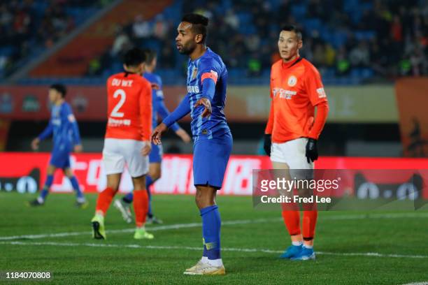 Alex Teixeira of Jiangsu Suningi in action during the 2019 China Super League between Beijing Renhe and Jiangsu Sunning at Beijing Fengtai Stadium on...