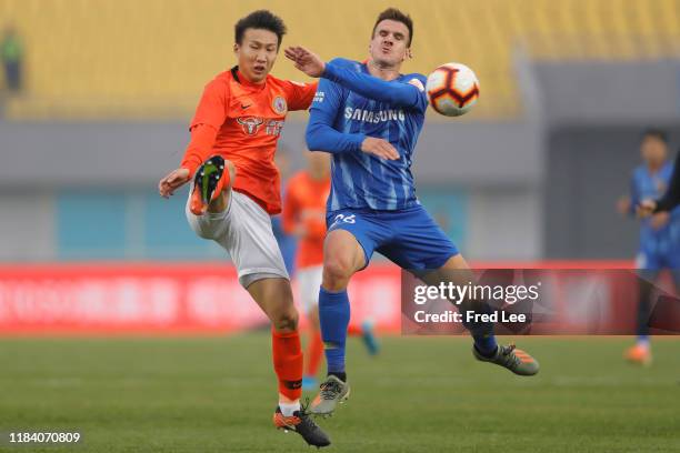 Ivan Santini of Jiangsu Suningi in action during the 2019 China Super League between Beijing Renhe and Jiangsu Sunning at Beijing Fengtai Stadium on...