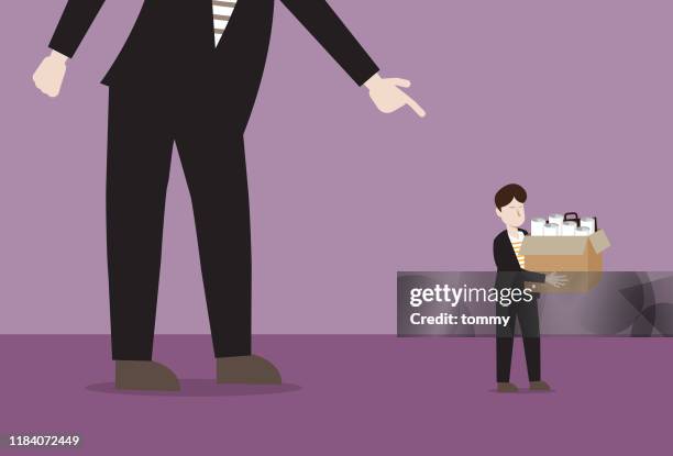 manager fired businessman - fired box stock illustrations