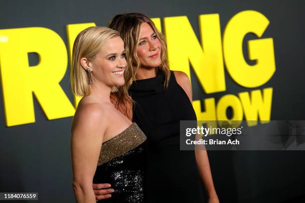 Reese Witherspoon and Jennifer Aniston attend Apple's global premiere of "The Morning Show" at Josie Robertson Plaza and David Geffen Hall, Lincoln...