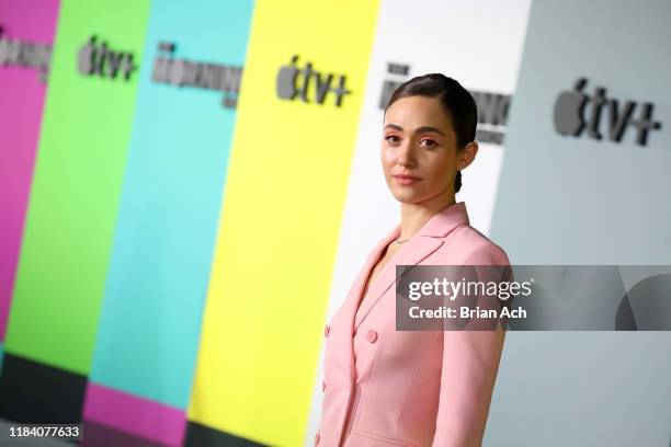 Emmy Rossum attends Apple's global premiere of "The Morning Show" at Josie Robertson Plaza and David Geffen Hall, Lincoln Center for the Performing...