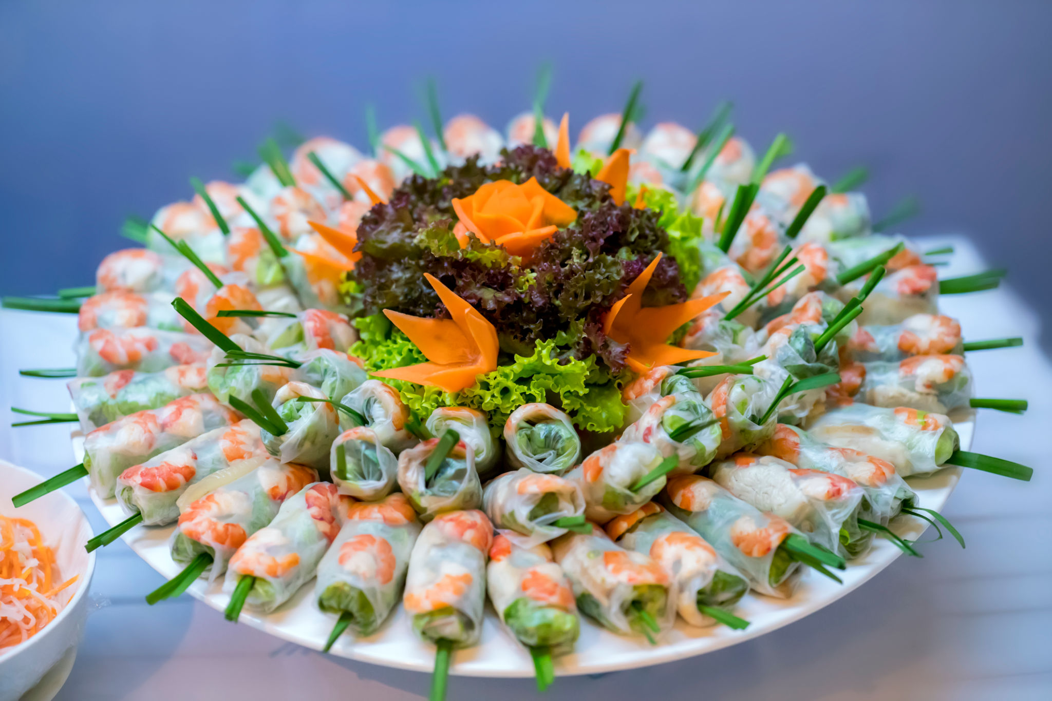 Vietnamese Fresh spring rolls with shrimp, meat, vegetables using fish sauce, Vietnamese street food Vietnamese Fresh spring rolls with shrimp, meat, vegetables using fish sauce, Vietnamese street food