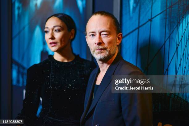 Dajana Roncione and Thom Yorke arrive at Premiere Of Warner Bros Pictures' 'Motherless Brooklyn' on October 28, 2019 in Los Angeles, California.