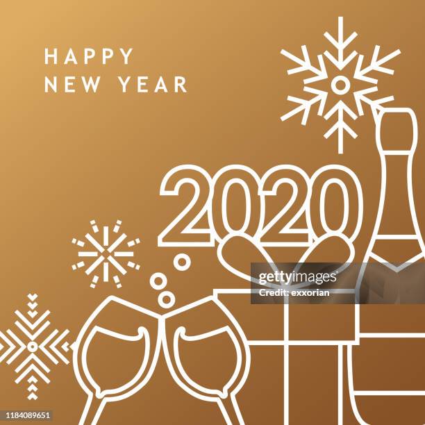 2020 new year icon set - dinner date cheers stock illustrations
