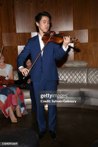 Kevin Zhu on stage at PAGANINI HONORS PAGANINI, A Tribute To Niccolo Paganini By Maria Elena Paganini on October 28, 2019 in New York City.