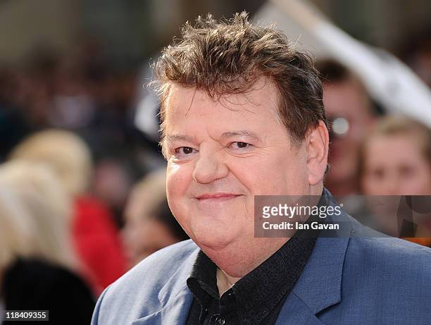 Actor Robbie Coltrane attends the World Premiere of Harry Potter and The Deathly Hallows - Part 2 at Trafalgar Square on July 7, 2011 in London,...