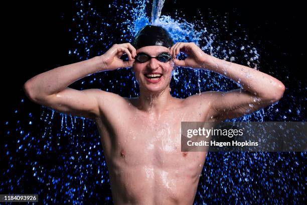 Lewis Clareburt media session at Freyberg Pool on October 29, 2019 in Wellington, New Zealand.