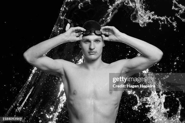 Lewis Clareburt media session at Freyberg Pool on October 29, 2019 in Wellington, New Zealand.