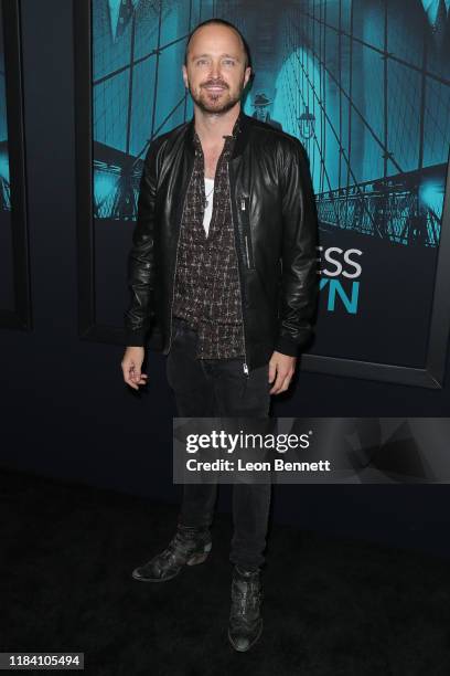 Aaron Paul attends the premiere of Warner Bros Pictures' "Motherless Brooklyn" on October 28, 2019 in Los Angeles, California.