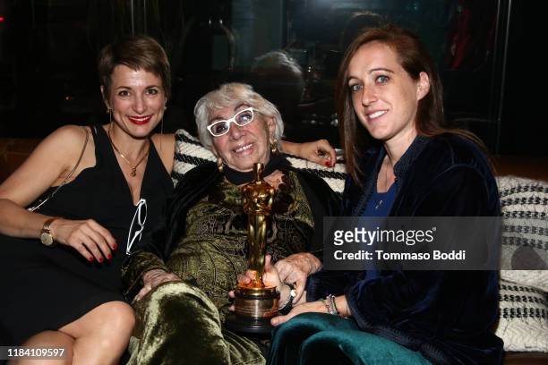 Silvia Chiave, Lina Wertmuller and Maria Zulima Job attend the Lina Wertmuller "True Italian Taste" Gala Reception Dinner Co-Hosted By The...
