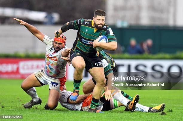 Francois Van Wyk of Northampton Saints in action during the Heineken Champions Cup Round 2 match between Benetton Rugby and Northampton Saints at...