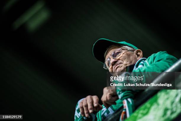 Fan looks disappointed after loosing the Bundesliga match between SV Werder Bremen and FC Schalke 04 at Wohninvest Weserstadion on November 23, 2019...