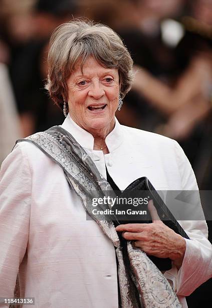 Dame Maggie Smith attends the World Premiere of Harry Potter and The Deathly Hallows - Part 2 at Trafalgar Square on July 7, 2011 in London, England.