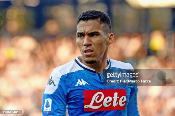 Marques Allan of SSC Napoli looks during the Serie A match between SPAL and SSC Napoli at Stadio Paolo Mazza on October 27, 2019 in Ferrara, Italy.