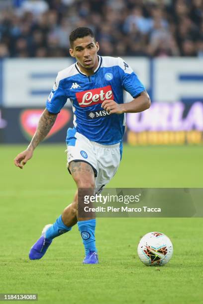 Marques Allan of SSC Napoli in action during the Serie A match between SPAL and SSC Napoli at Stadio Paolo Mazza on October 27, 2019 in Ferrara,...
