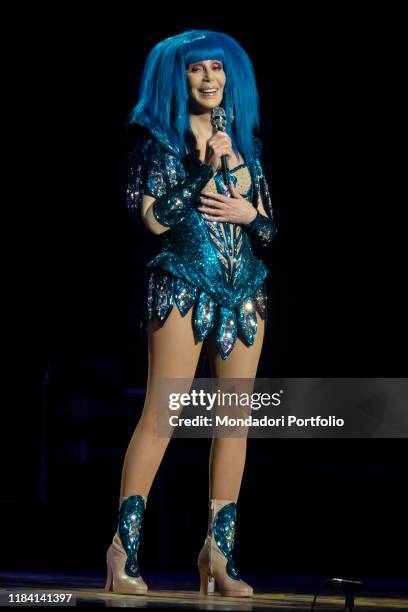 American singer Cher in concert with her Here We Go Again Tour at the SSE Hydro Arena in Glasgow. Glasgow , October 28th, 2019