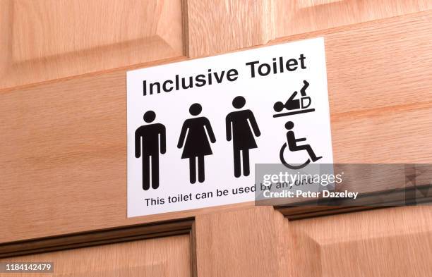 all gender bathroom sign - public restroom door stock pictures, royalty-free photos & images