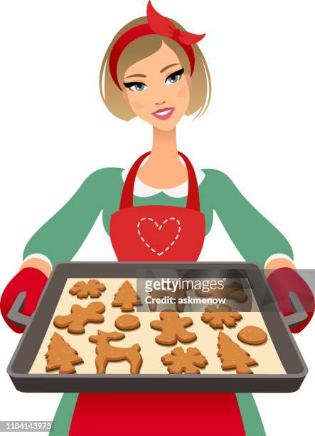 christmas cookies - baking sheet stock illustrations