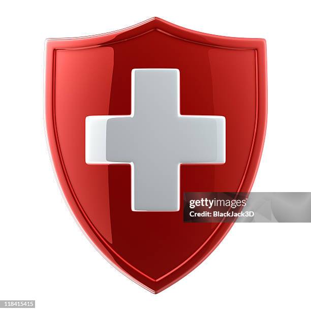 health protection logo on white background - health shield stock pictures, royalty-free photos & images