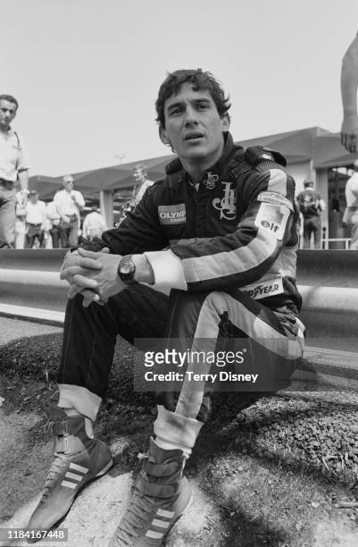 Brazilian racing driver, Ayrton Senna of John Player Special Team Lotus, during preparations for the Belgian Grand Prix at the Spa-Francorchamps...