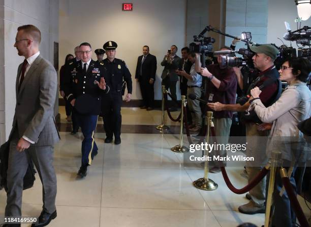 Lt. Col. Alexander Vindman, director for European Affairs at the National Security Council, arrives at the U.S. Capitol on October 29, 2019 in...