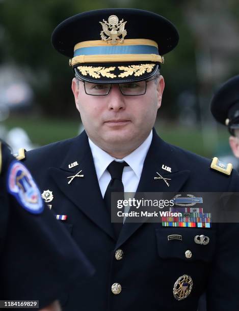 Lt. Col. Alexander Vindman, Director for European Affairs at the National Security Council, arrives at the U.S. Capitol on October 29, 2019 in...
