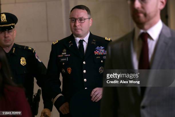 Army Lieutenant Colonel Alexander Vindman, Director for European Affairs at the National Security Council, arrives at a closed session before the...