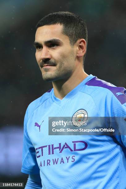 Ilkay Gundogan of Man City sports a moustache during the Premier League match between Manchester City and Chelsea FC at the Etihad Stadium on...