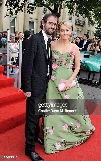 Dr. Neil Murray and J.K. Rowling arrive at the World Premiere of 'Harry Potter And The Deathly Hallows Part 2' in Trafalgar Square on July 7, 2011 in...