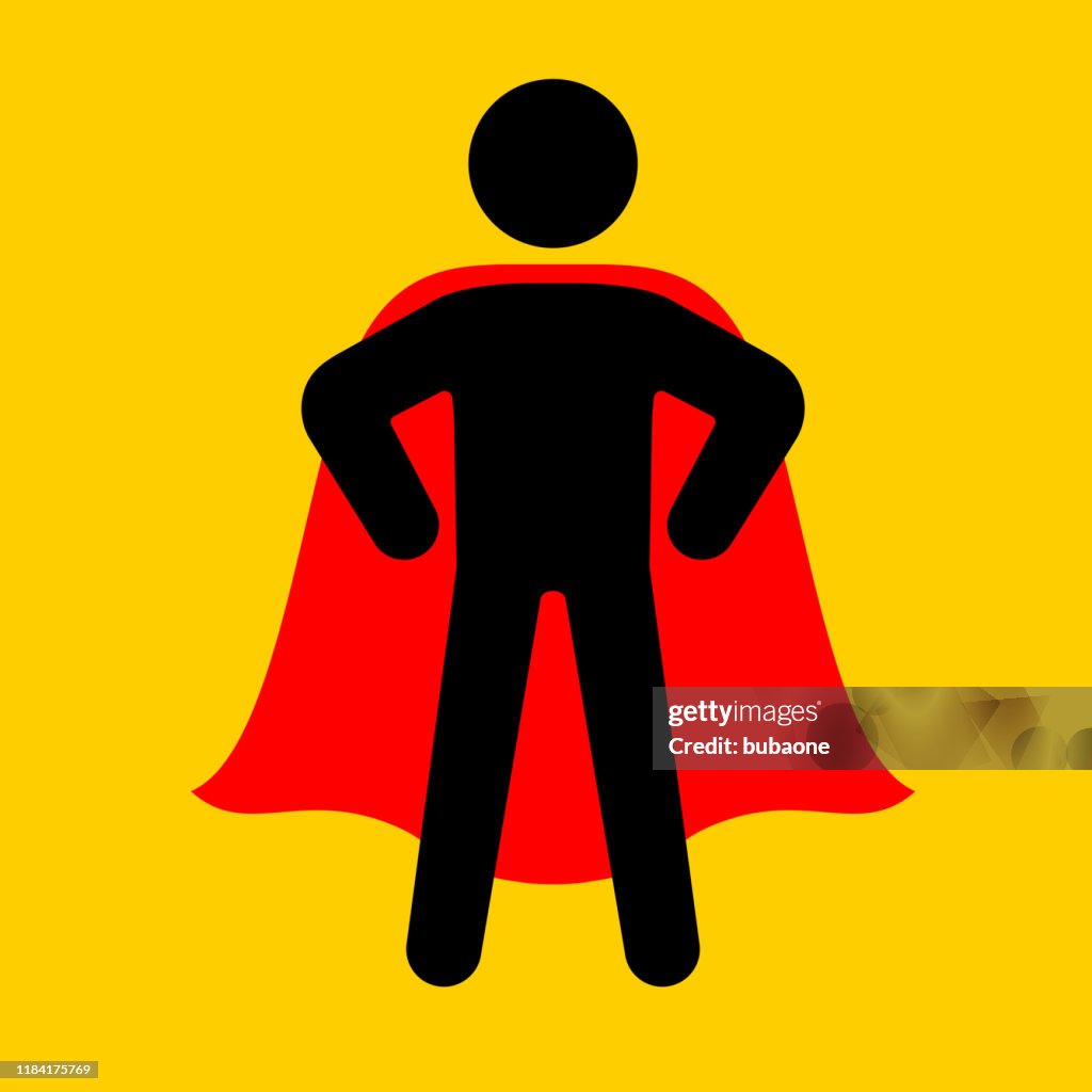 Confident Superhero with Cape Standing Icon