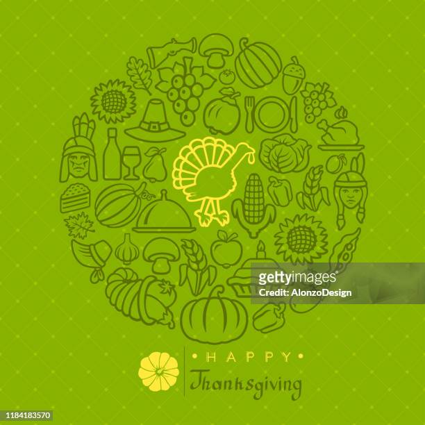 thanksgiving collage greeting card - thanksgiving cornucopia stock illustrations