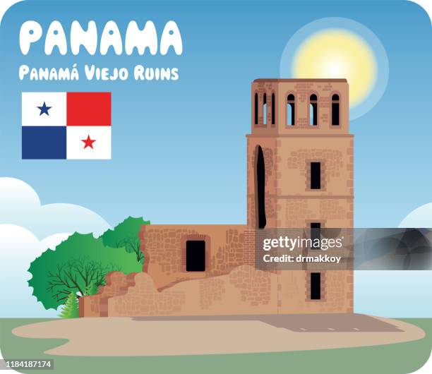 panama, panama alte ruinen, panama-stadt - colonial style stock-grafiken, -clipart, -cartoons und -symbole
