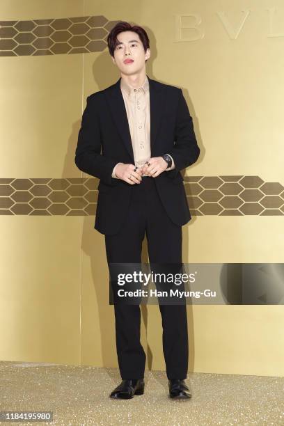 Su ho aka Suho of South Korean boy band EXO-K attends the photocall for BVLGARI 'Serpenti Seduttori' launch event on October 29, 2019 in Seoul, South...