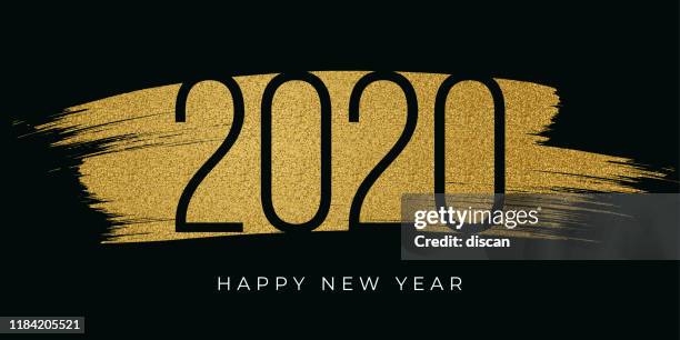 2020 - new year's day card with golden glitter. - gold brush stock illustrations