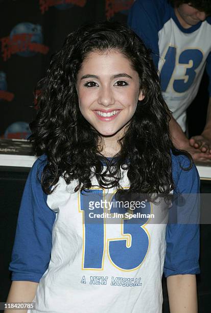 Actress Ariana Grande from the Broadway Cast of "13" visits Planet Hollywood on October 30, 2008 in New York City.