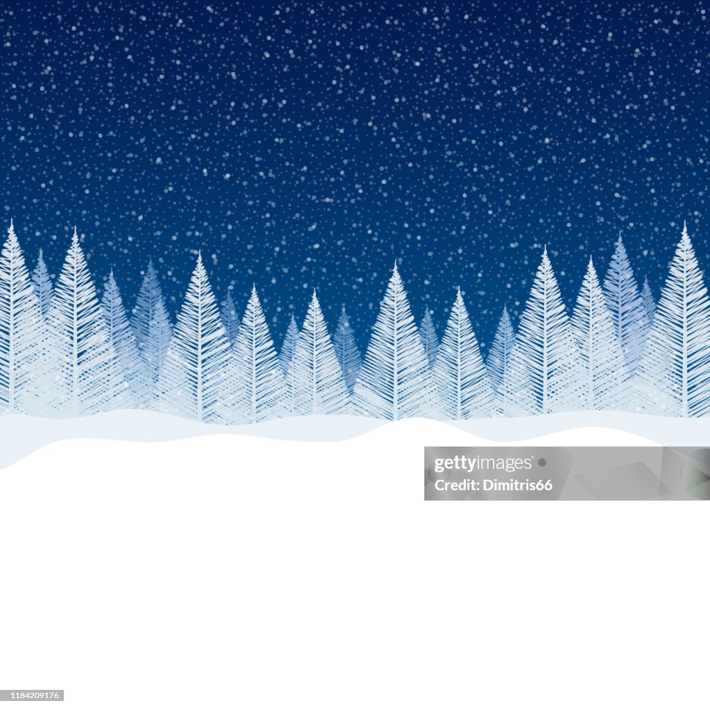 Snowfall - Tranquil Christmas scene with blank space for your message.