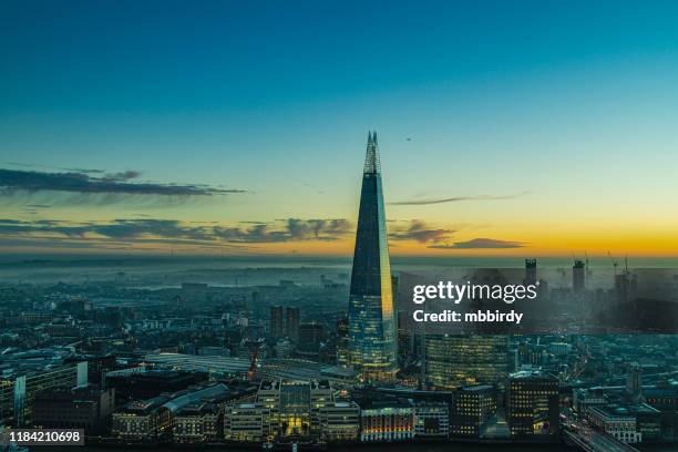the shard skyscraper in london - shard london bridge stock pictures, royalty-free photos & images