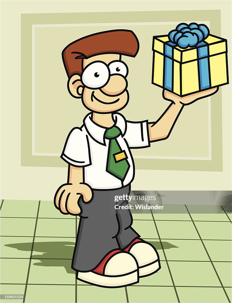 Salesman with Gift
